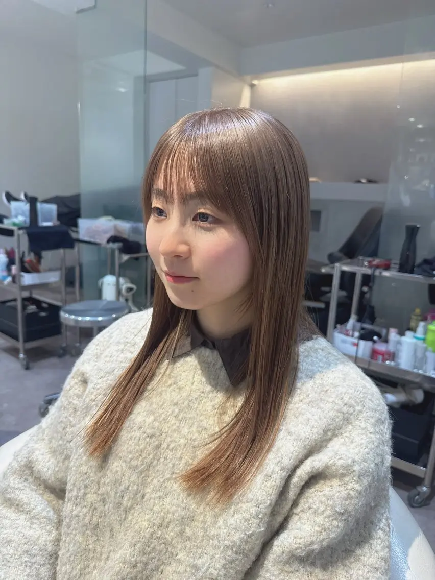 セミロング カラー ベージュカラー ブリーチ 透明感カラー ハイトーンカラー ミルクティーベージュ カット ヘアカラー 💎透明感カラー特化 💎TAISEIのヘアスタイル