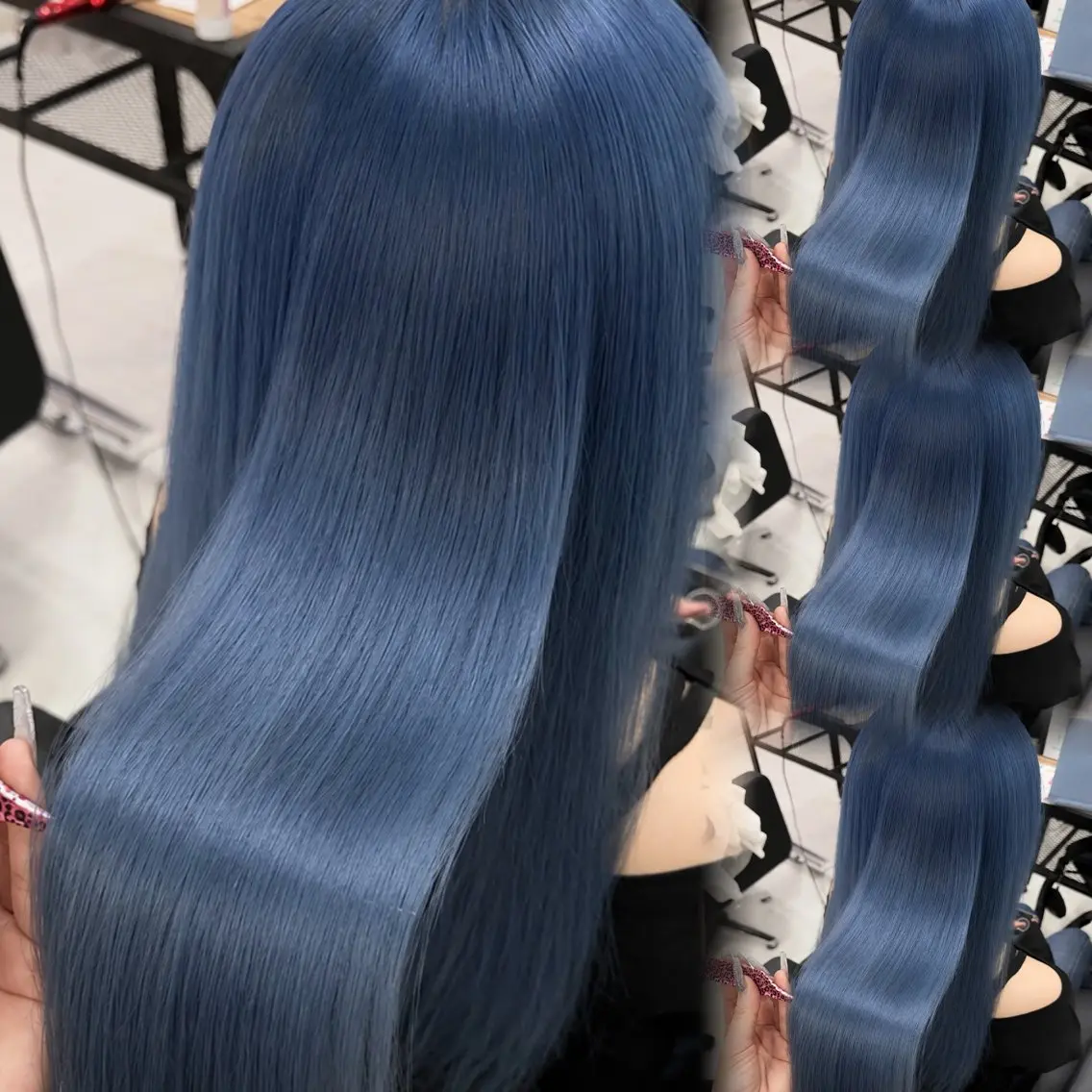 ロング カラー ヘアカラー トリートメント 🦋REISA🦋 エクステ×ハイトーンのヘアスタイル