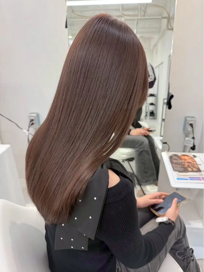 ロング カラー ベージュカラー ピンクカラー ピンクベージュ ヘアカラー 米野 寿利奈のヘアスタイル