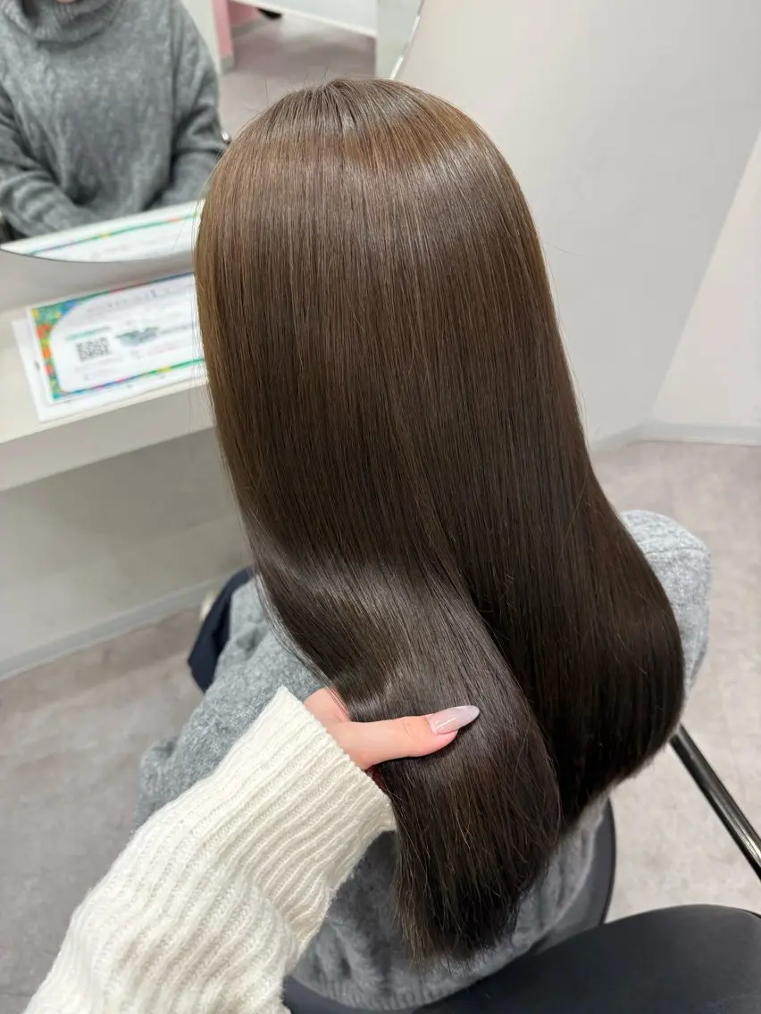 ロング カラー ベージュカラー 透明感カラー オリーブベージュ カット ヘアカラー トリートメント ゆいな/天神美容室 /透明感カラー🎀のヘアスタイル