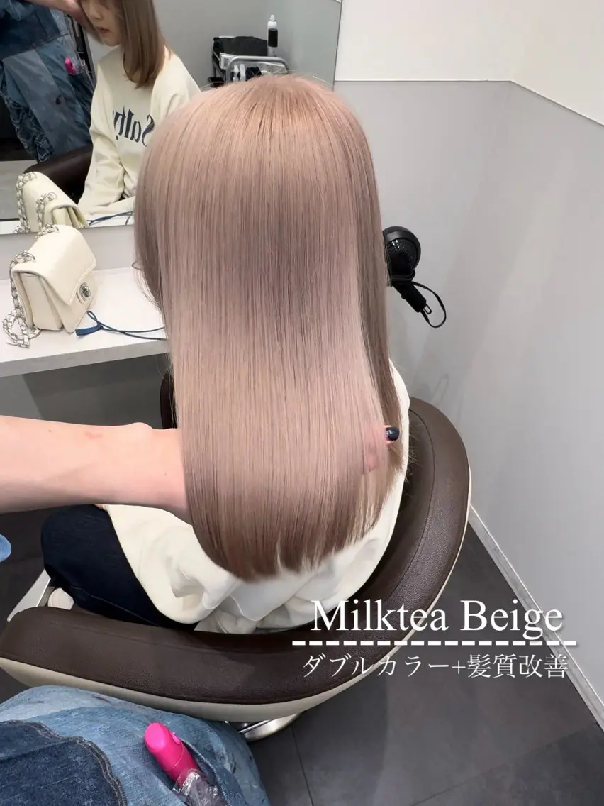 ミディアム カラー シールエクステ ベージュカラー 黒髪 ブリーチ ブロンド カット ヘアカラー ハイトーン特化💍 NØRN💍韓国のヘアスタイル