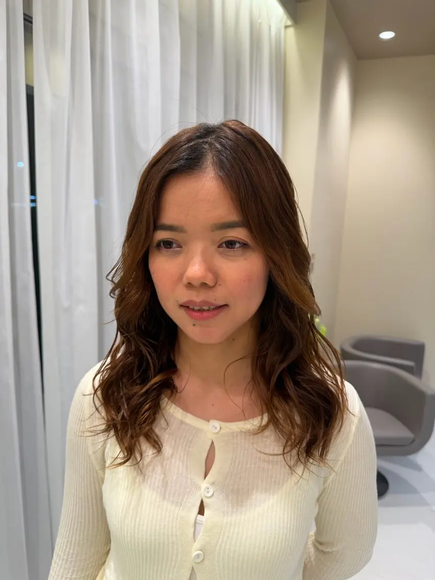 セミロング パーマ カット パーマ 阪上 沙織のヘアスタイル