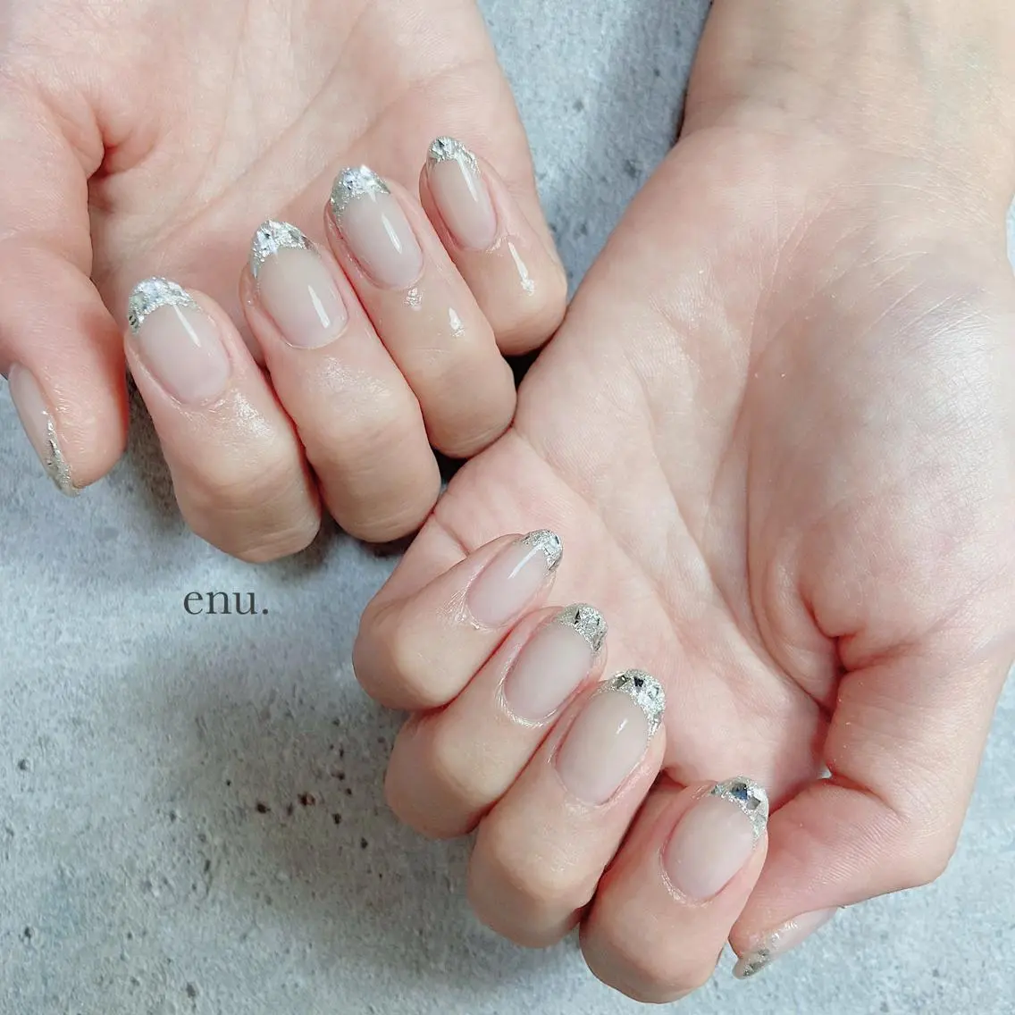 ネイル フレンチネイル ガラスフレンチ ハンドネイル enu. nanakoのネイルデザイン