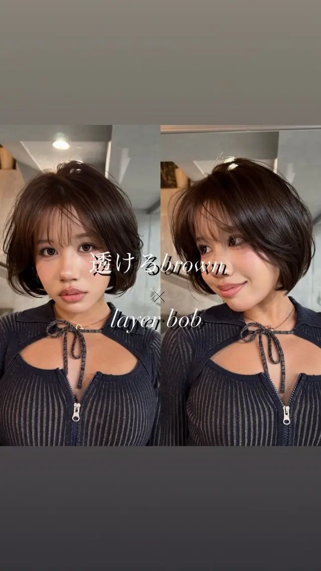 ショート カラー カット ヘアカラー トリートメント You/透明感カラー レイヤーカット/ボブのヘアスタイル
