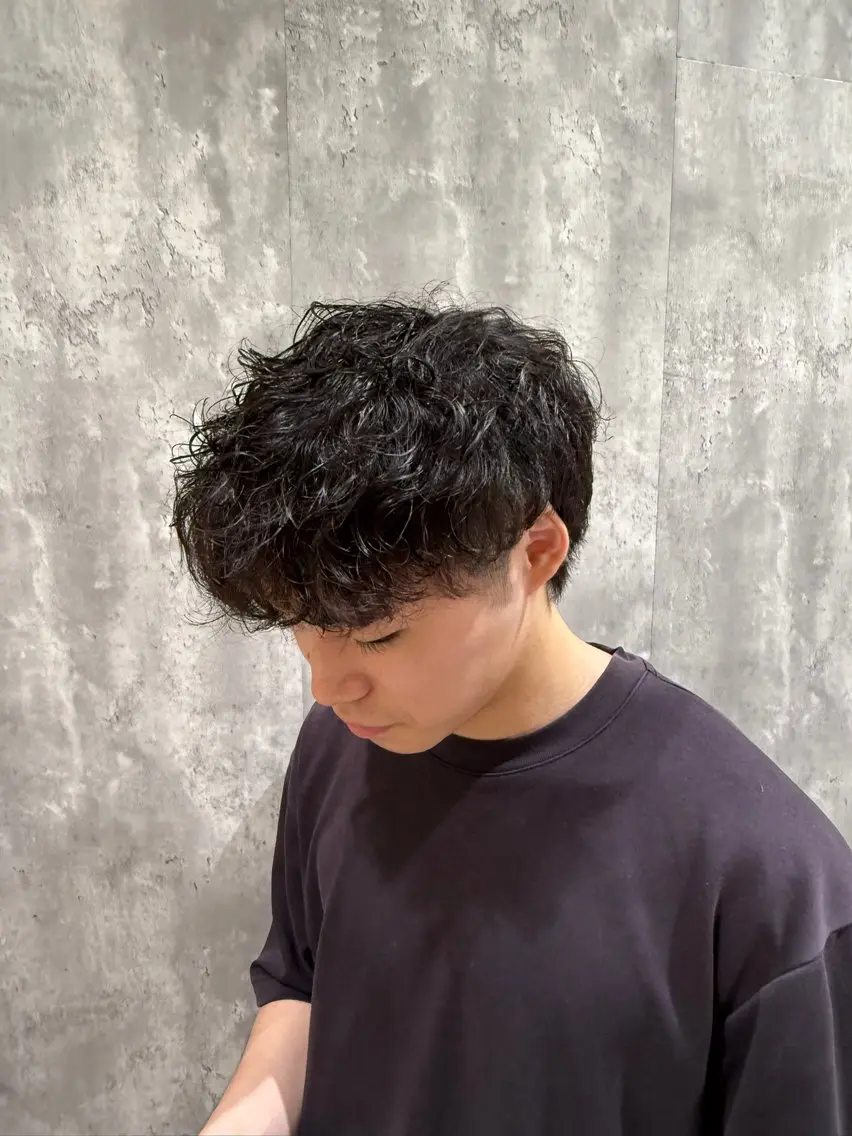 ショート パーマ ヘアアレンジ メンズ メンズパーマ カット パーマ ✨レイヤー/ 透明感カラー✨冨永剛のヘアスタイル