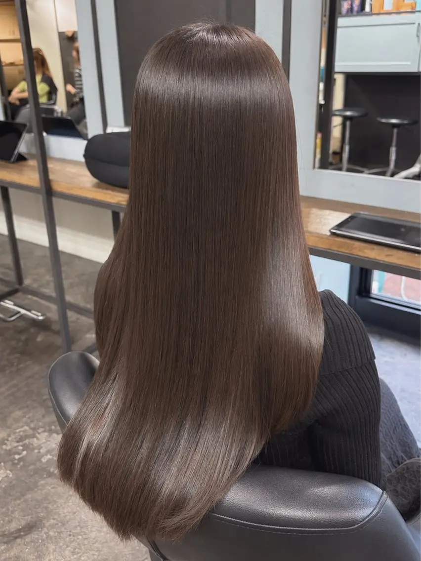 ロング パーマ 縮毛矯正 縮毛矯正 透明感カラー /レイヤー🫧ユイカのヘアスタイル