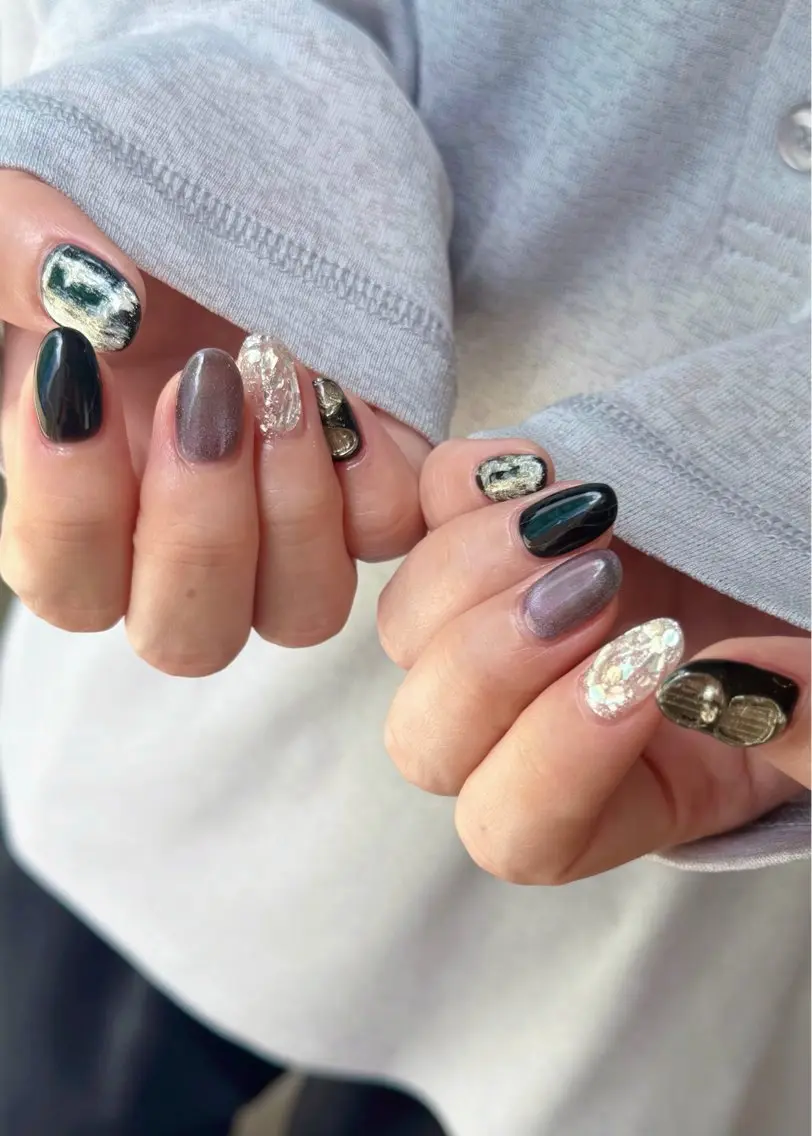 ネイル クリアネイル フラッシュネイル フラッシュマグ フレンチネイル マグネットネイル Luana nailのネイルデザイン