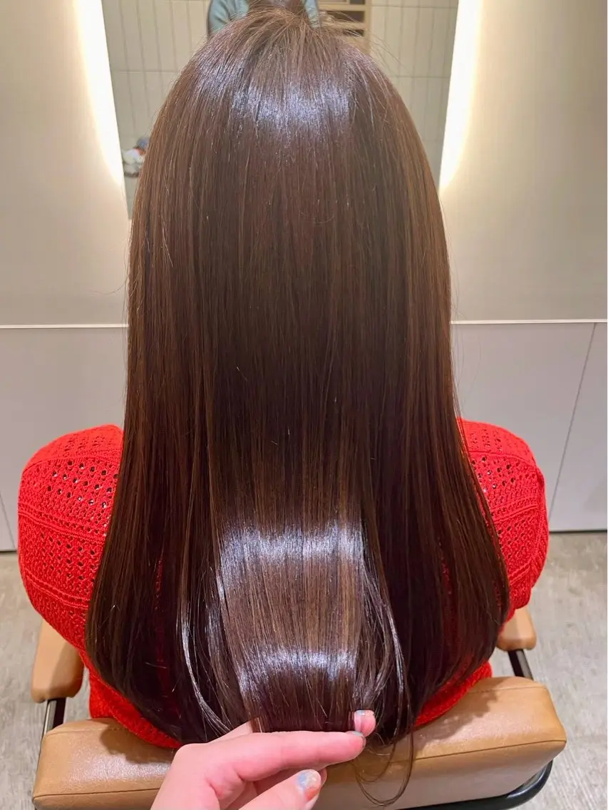 ロング カラー ブラウンカラー ピンクカラー ピンクブラウン トリートメント 酸熱トリートメント カット ヘアカラー トリートメント 骨格診断/似合わせ カットあさみななこのヘアスタイル
