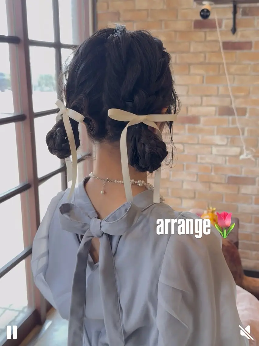 セミロング お団子ヘア ヘアセット Lyhair🦊🎀 AKIのヘアスタイル
