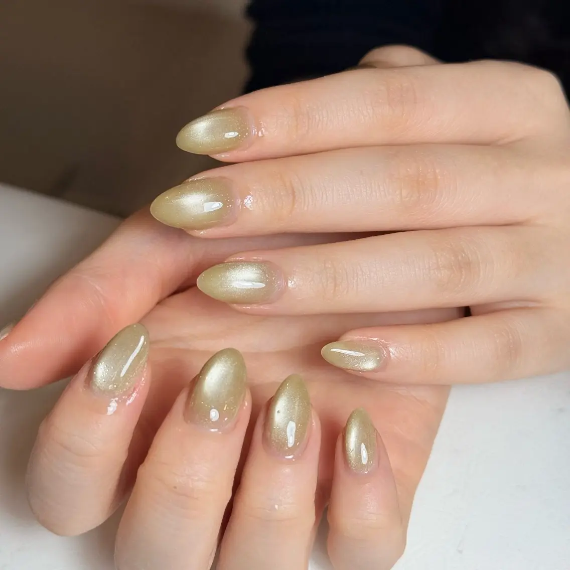 ネイル チークネイル フレンチネイル グラデーション キラキラネイル 韓国ネイル ハンドネイル Risa_ Nailのネイルデザイン