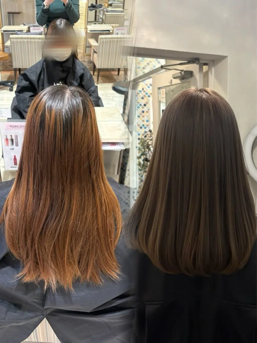 セミロング ヘアカラー 杉本 奈々美のヘアスタイル