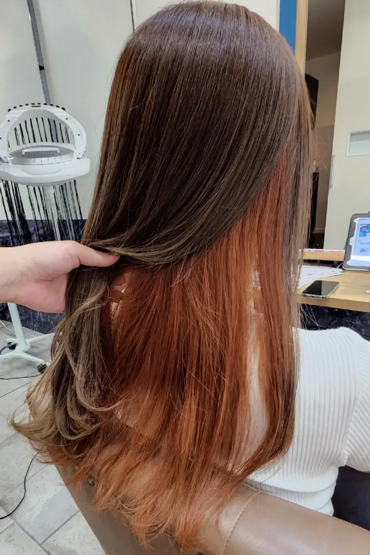 ロング カラー オレンジ 🌟あかり🌟 #Sign hairのヘアスタイル