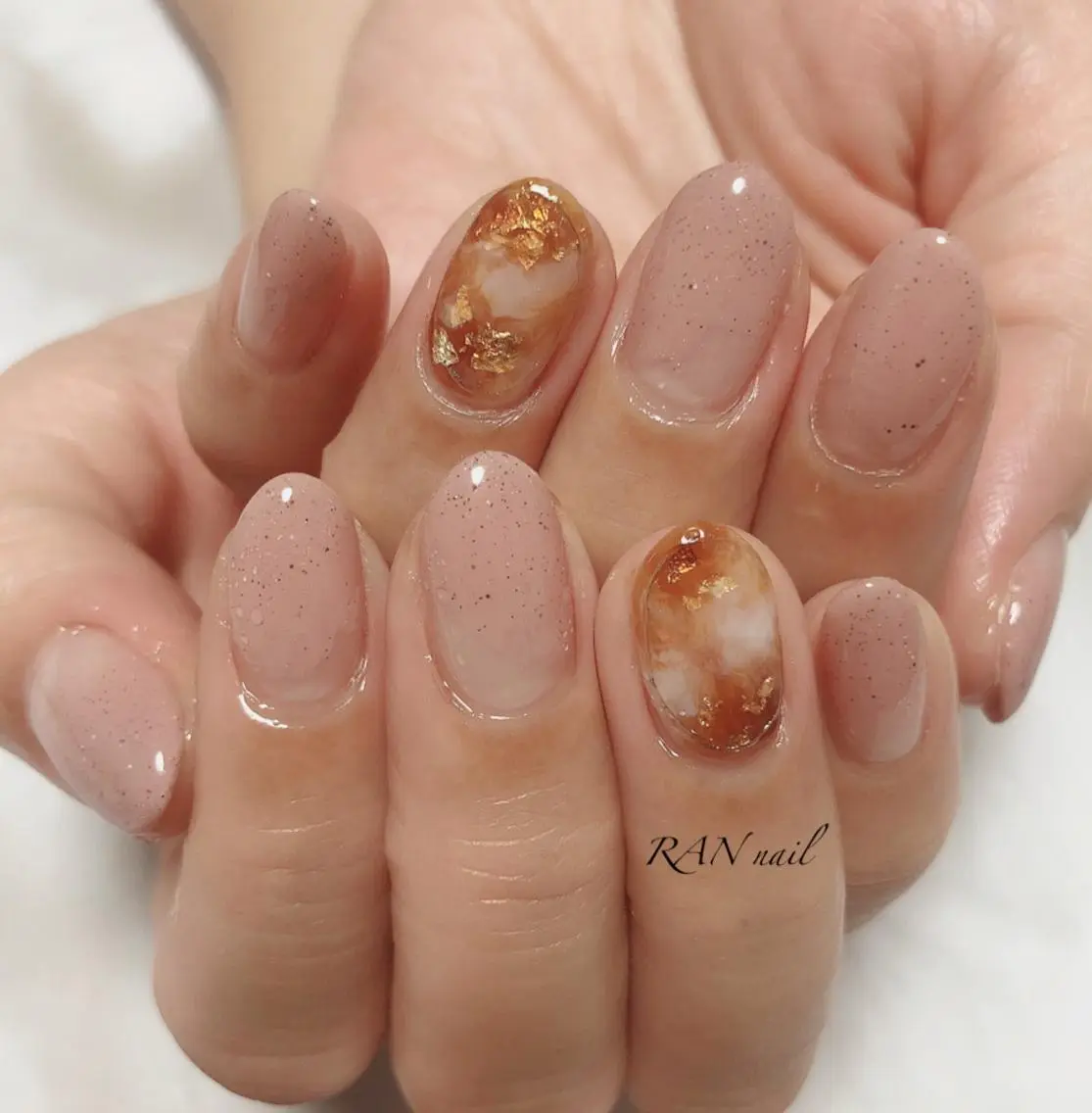 ネイル ブラウン クリアネイル ニュアンスネイル オフィスネイル ブライダルネイル ハンドネイル フットネイル RAN nailのネイルデザイン