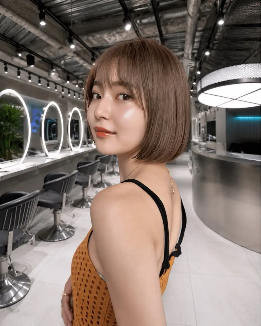 ミディアム ボブ 小顔カット カット ヘアカラー 森 翔聖のヘアスタイル