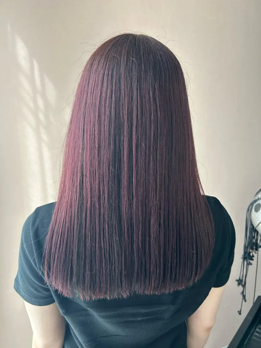 セミロング カラー ブリーチ ラベンダーカラー ピンクカラー ピンクラベンダー カット ヘアカラー トリートメント hubhair レイヤー/透明感のヘアスタイル