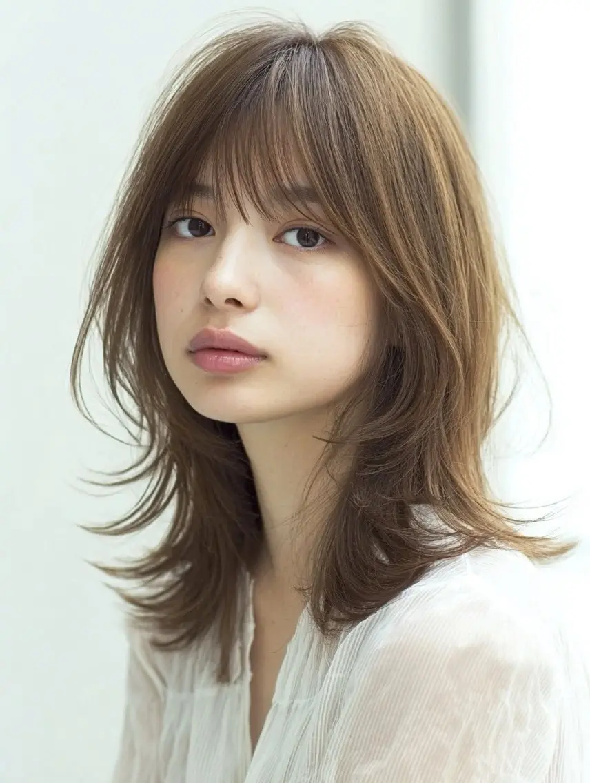 セミロング カラー ヘアカラー 韓国×艶ハイトーンが かわいい✨️リオ🍒のヘアスタイル