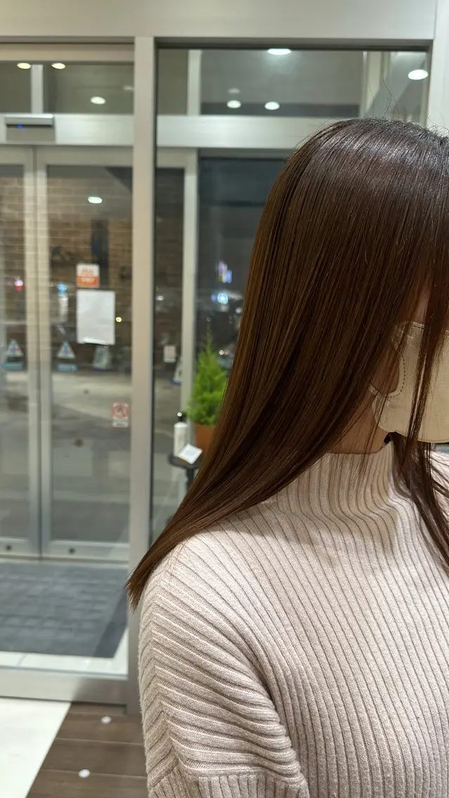 セミロング 伸ばしかけ 縮毛矯正 佐藤功真/ ブリーチなしカラーのヘアスタイル