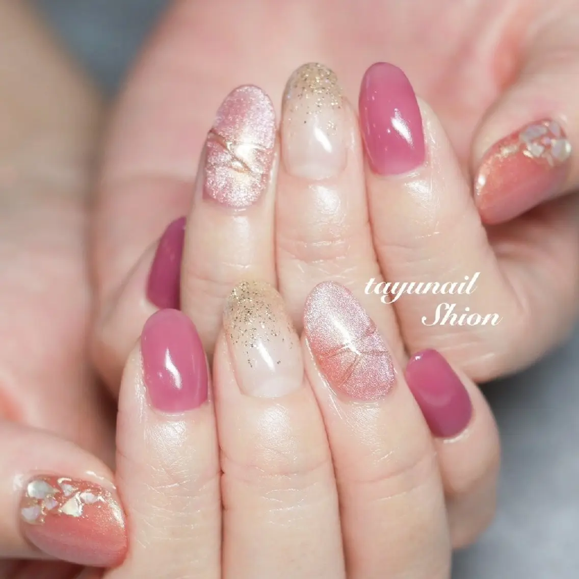 ネイル アートネイル ジェルネイル ラメ(グリッター) ラメグラデーション マグネットネイル ネイルサロン 【たゆnail】のネイルデザイン