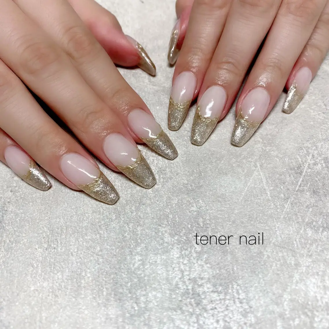ネイル フレンチネイル ラメ(グリッター) スカルプネイル テネルネイル tener nailのネイルデザイン