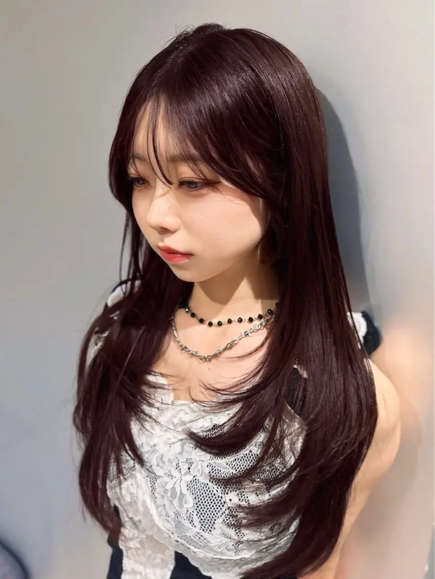 ロング カラー ボルドーカラー 髪質改善 カット ヘアカラー トリートメント 透明感カラー✖️ 似合わせカット／店長のヘアスタイル