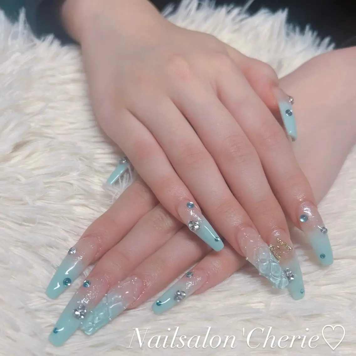 ネイル ブルー 夏ネイル ハンドネイル CherieNail 💗manaのネイルデザイン