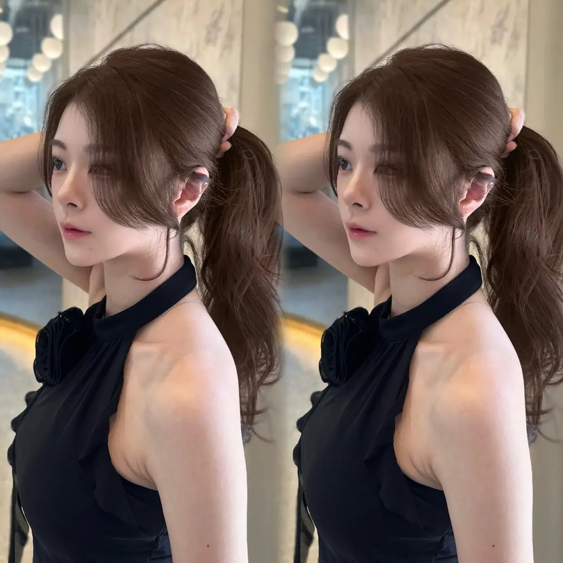 ロング カラー 韓国風ヘア レイヤーカット カット ヘアカラー トリートメント 髪質改善/韓国ヘア レイヤー/新宿/ロミのヘアスタイル