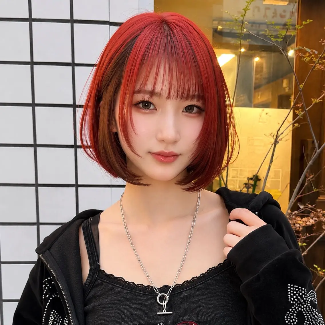 ショート 顔まわりレイヤー 顔周りカット ハッシュカット 韓国風ヘア レイヤーカット カット ヘアカラー トリートメント ハイトーン/レイヤー カット/TAKEのヘアスタイル