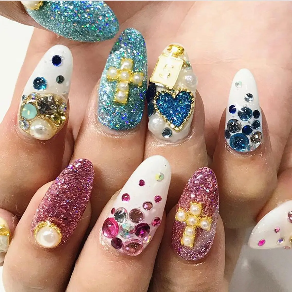 ネイル 渋谷／チップ長さ出し 👑アプレgel-xのネイルデザイン