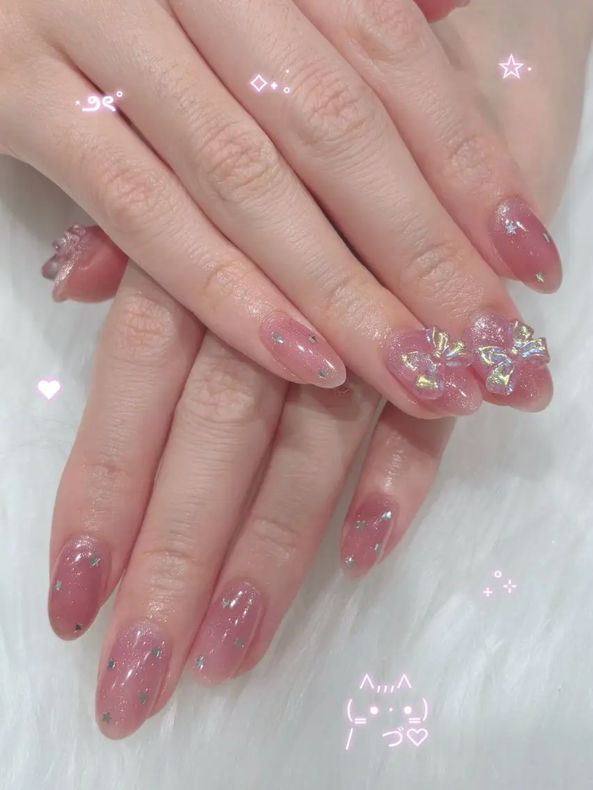 ネイル マグネットネイル ピンク ハンドネイル SAKURA ʚ🎀ɞのネイルデザイン