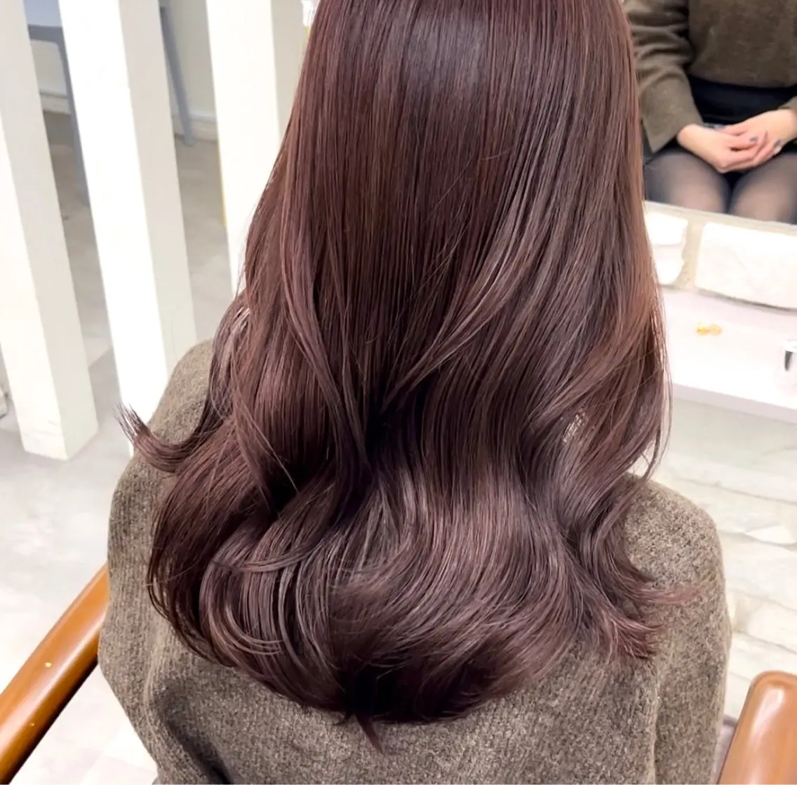 ロング カラー カシス ピンクカラー カット ヘアカラー 天王寺韓国ヘア 小山歓実のヘアスタイル