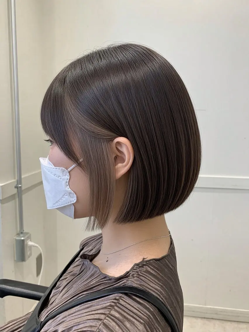 ショート ヘアカラー 髪質改善/縮毛矯正 /コテ巻き風パーマのヘアスタイル