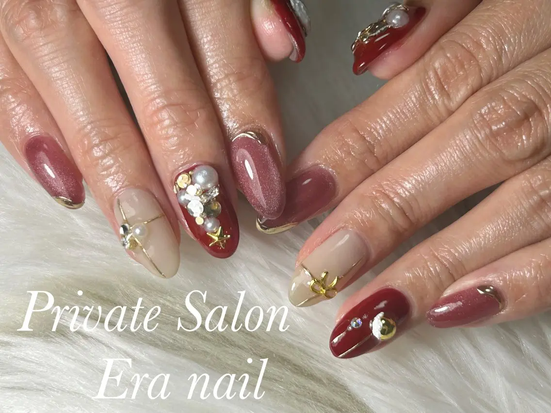 ネイル 冬ネイル クリスマス ハンドネイル Era nailのネイルデザイン