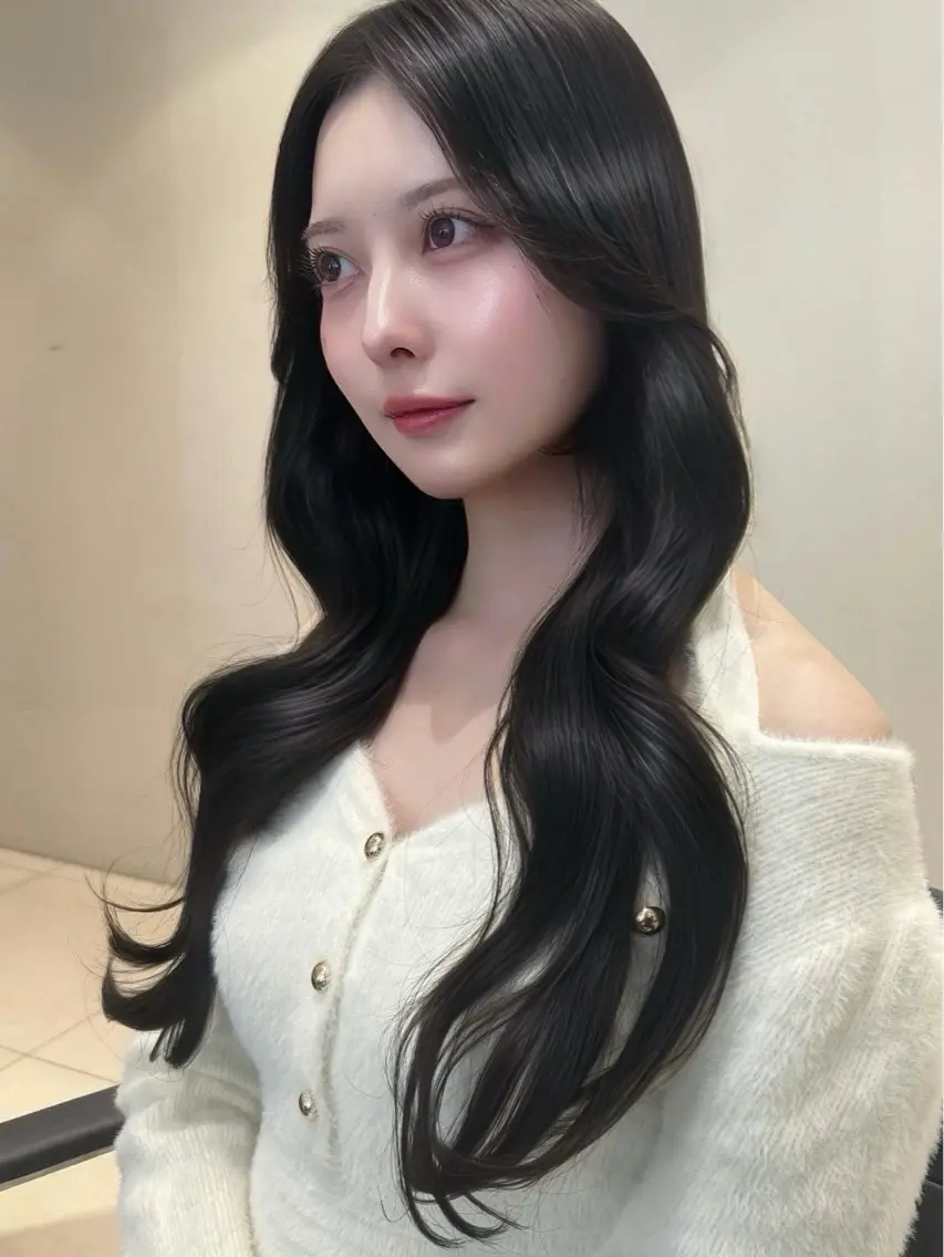 ロング カラー 韓国風ヘア レイヤーカット ローレイヤー ヘアカラー トリートメント 髪質改善×透明感カラ ー/新宿/SHOKIのヘアスタイル