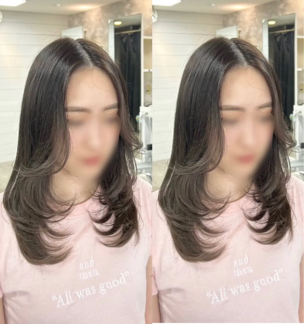 ミディアム レイヤーカット カット ヘアカラー レイヤー/艶髪カラー 森本くるみのヘアスタイル