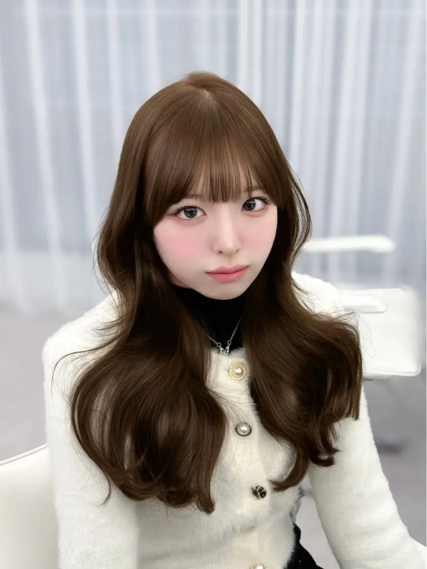 ロング カラー カット ヘアカラー トリートメント 韓国ガーリーヘア🎀 Sayaka🤍のヘアスタイル