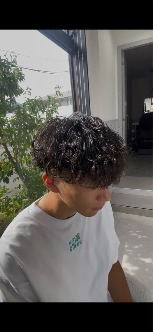 ショート パーマ ヘアアレンジ メンズ カット パーマ 長尾 康生のヘアスタイル