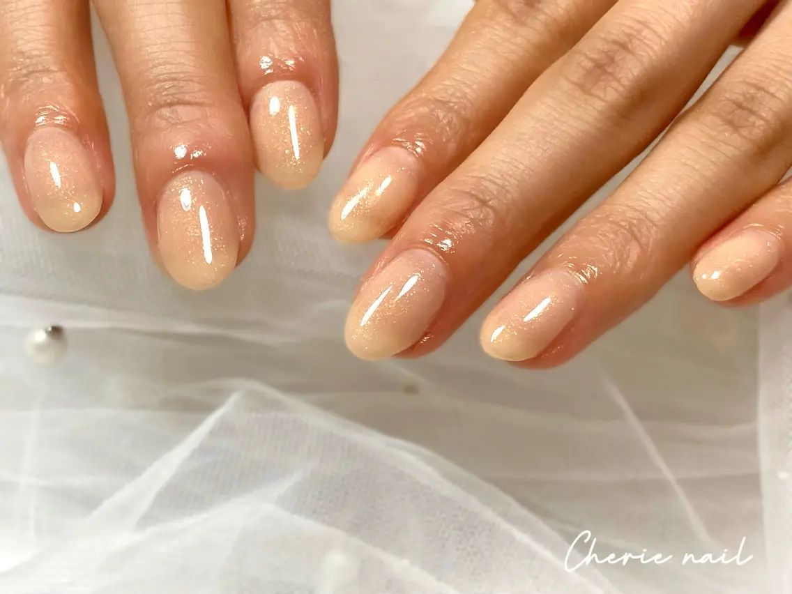 ネイル ジェルネイル キラキラネイル ラメ(グリッター) オフィスネイル ワンカラーネイル Cherienail yunaのネイルデザイン