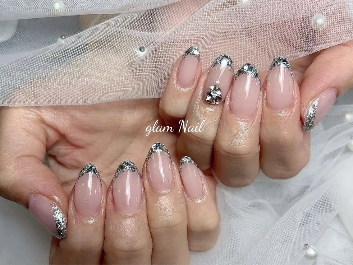 ネイル ハンドネイル エツメ💅 長さ出し🎀デザインのネイルデザイン