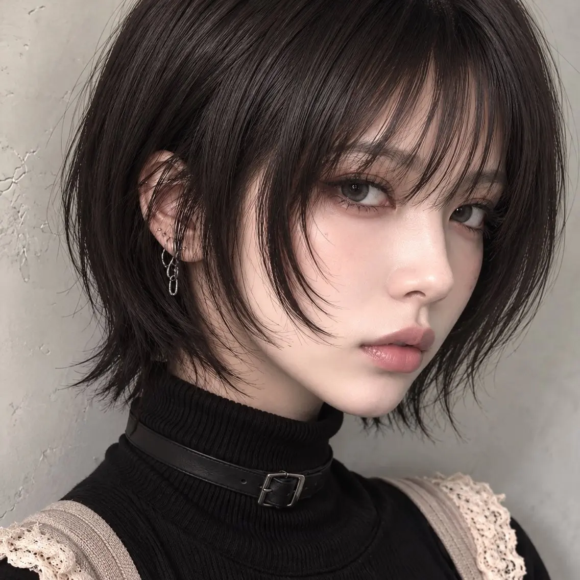 ショート カット 縮毛矯正 自撮り盛れ💜小顔 ウルフボブ/渋谷のヘアスタイル