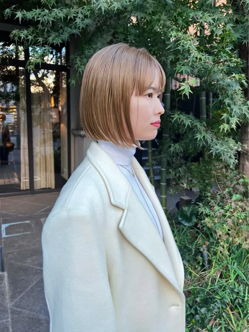 ショート カラー 切りっぱなしボブ ブリーチ ハイトーンカラー ボブ メンズヘア/大人男子 /ナチュラルのヘアスタイル