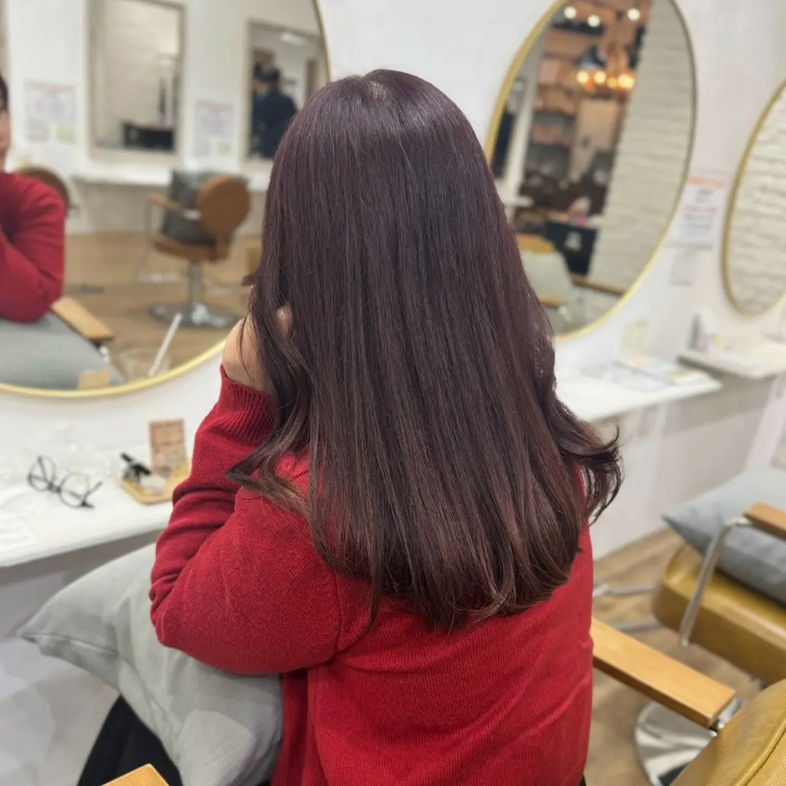 セミロング カラー ヘアアレンジ ヘアカラー トリートメント あおい 🍒暖色カラーのヘアスタイル