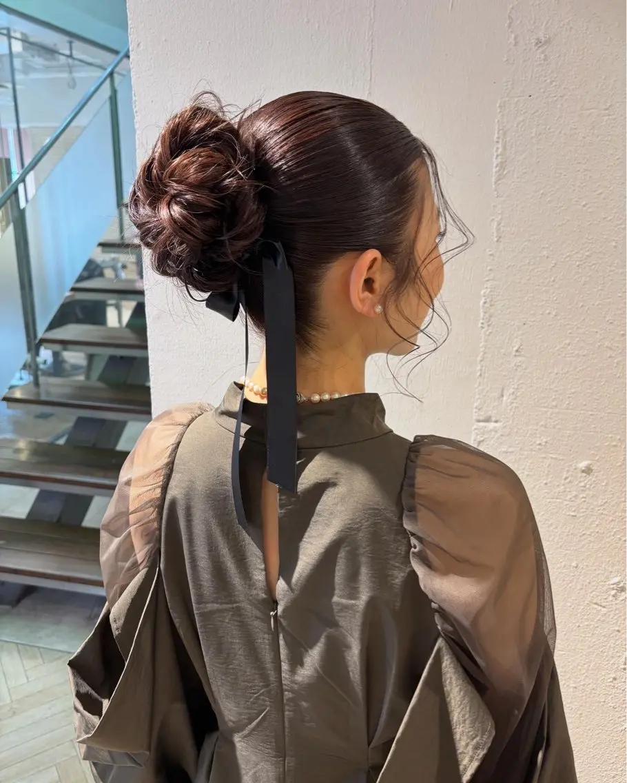 ヘアアレンジ お団子ヘア 結婚式・ブライダル ヘアセット サソウ ユリエ🥥のヘアスタイル