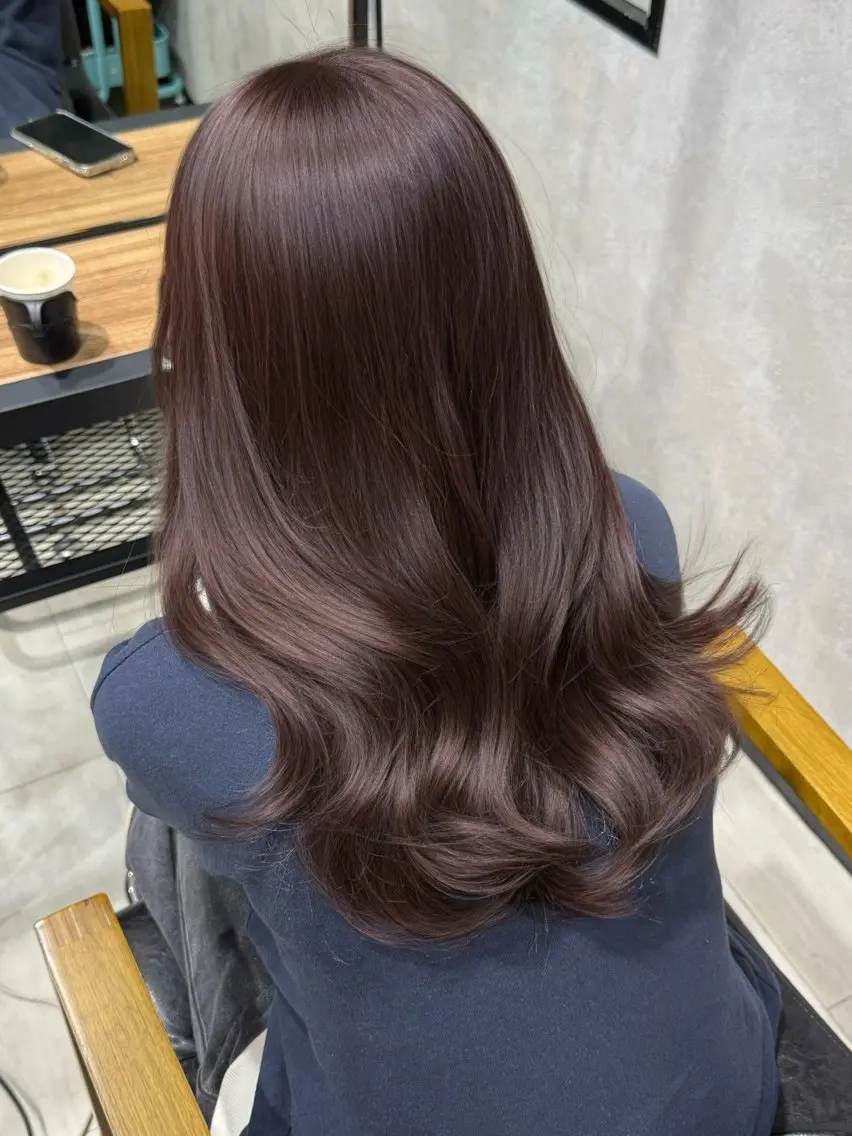 ロング カラー ブラウンカラー ラベンダーカラー ヘアカラー 韓国ヘア りんのヘアスタイル