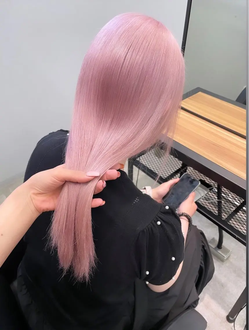 ロング カラー ハイトーンカラー ピンクカラー ヘアカラー トリートメント 心斎橋/ブリーチ minamiのヘアスタイル