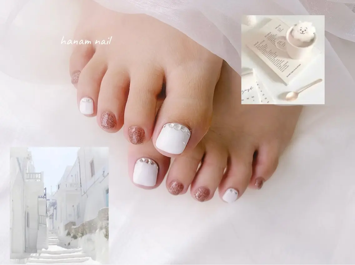 ネイル フットネイル hanam nail 🌿🩵ハナムネイルのネイルデザイン
