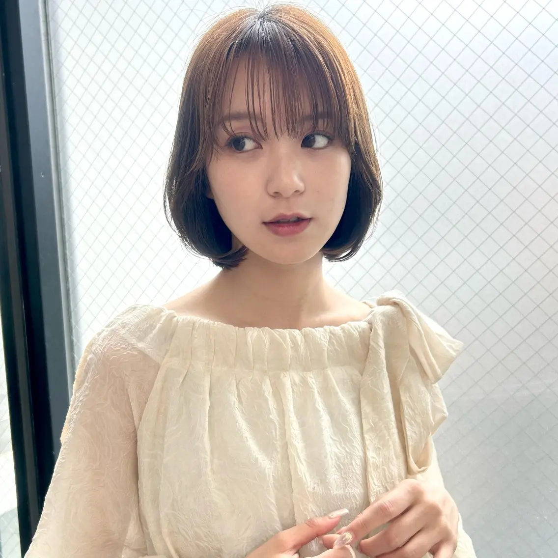 ミディアム カラー 透明感カラー タンバルモリ カット ヘアカラー トリートメント ボブ/くびれボブ/ 髪質改善/Ru-kaのヘアスタイル