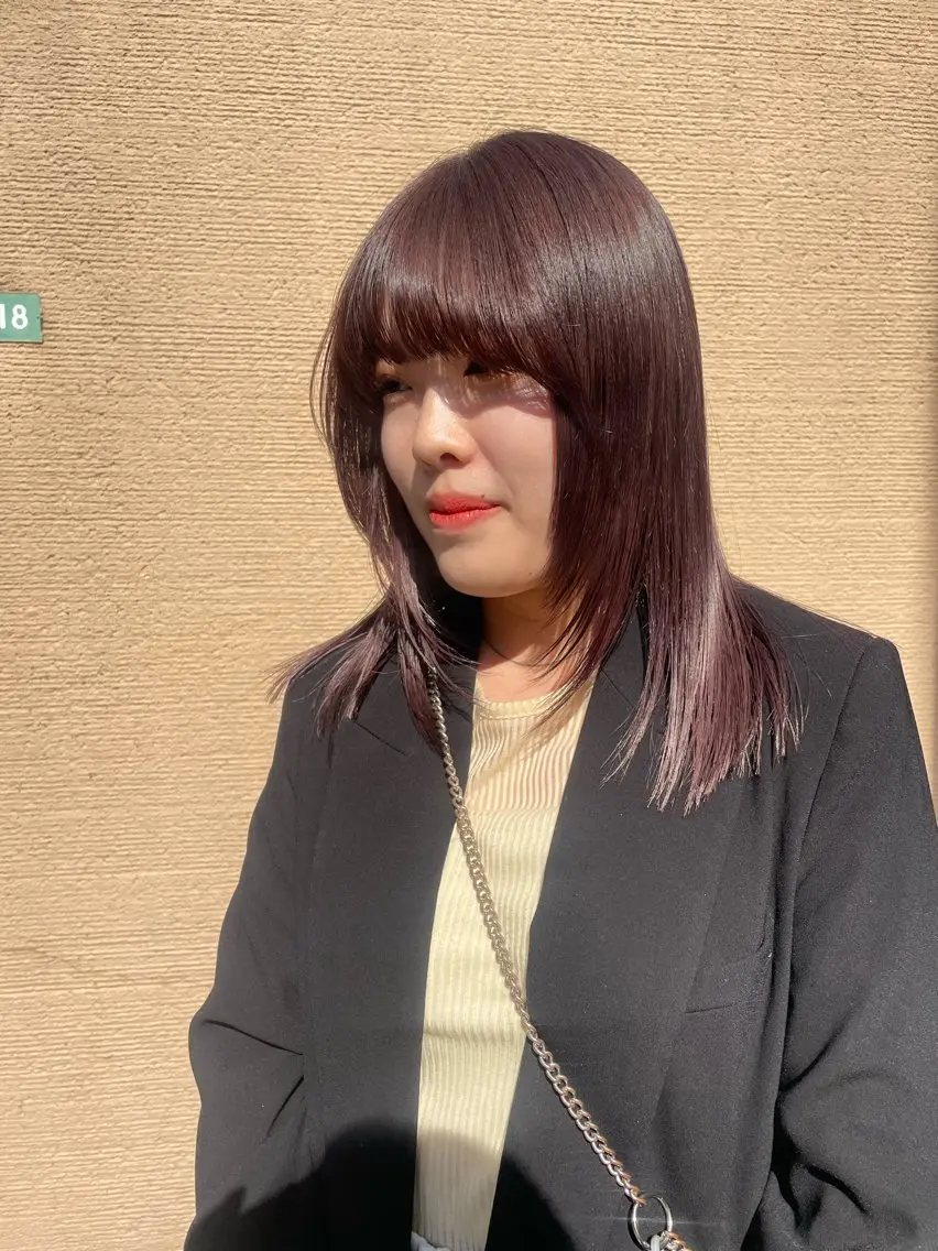 ミディアム カラー ヘアカラー トリートメント mei｜顔まわり ×透明感カラーのヘアスタイル