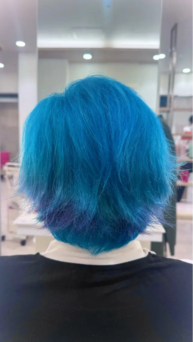 ショート カラー メンズ ブルーカラー ピンクカラー ピンクパープル パープルカラー カット ヘアカラー 🌼デザインカラー 🌼kumicoのヘアスタイル