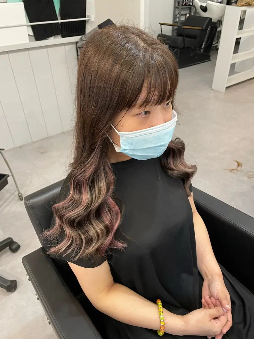 ロング カラー ヘアアレンジ ピンクカラー Cielro/ダブル カラー/西田咲希のヘアスタイル