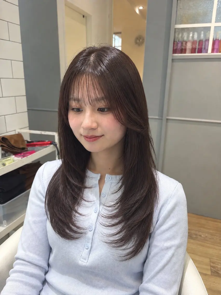 ロング カラー カット ヘアカラー トリートメント 似合わせ 顔周りYUUGAのヘアスタイル